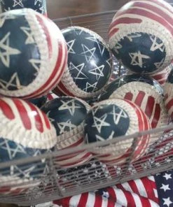 Onlineamericanstore Primitive American Flag - Baseball Hand Painted - Flag Baseball - Bowl Fillers - Patriotic