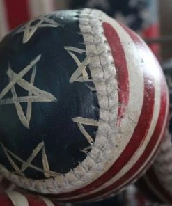Onlineamericanstore Primitive American Flag - Baseball Hand Painted - Flag Baseball - Bowl Fillers - Patriotic
