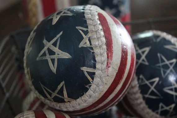 Onlineamericanstore Primitive American Flag - Baseball Hand Painted - Flag Baseball - Bowl Fillers - Patriotic 4 Onlineamericanstore Primitive American Flag - Baseball Hand Painted - Flag Baseball - Bowl Fillers - Patriotic