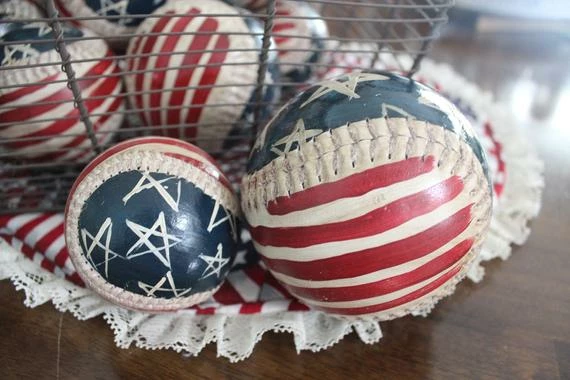 Onlineamericanstore Primitive American Flag - Baseball Hand Painted - Flag Baseball - Bowl Fillers - Patriotic 6 Onlineamericanstore Primitive American Flag - Baseball Hand Painted - Flag Baseball - Bowl Fillers - Patriotic