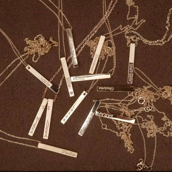 Onlineamericanstore Custom Name Accessories 14k Solid Gold Custom Name Vertical Bar Necklace, Elegant Personalized Four Sided Name Bar Necklace Is A Great Gift For Her. Christmas Gift 12 Onlineamericanstore Custom Name Accessories 14k Solid Gold Custom Name Vertical Bar Necklace, Elegant Personalized Four Sided Name Bar Necklace Is A Great Gift For Her. Christmas Gift