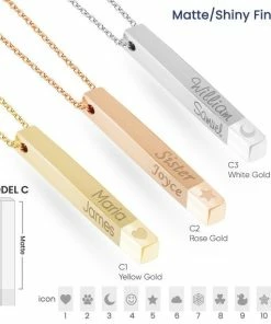Onlineamericanstore Custom Name Accessories 14k Solid Gold Custom Name Vertical Bar Necklace, Elegant Personalized Four Sided Name Bar Necklace Is A Great Gift For Her. Christmas Gift 17 Onlineamericanstore Custom Name Accessories 14k Solid Gold Custom Name Vertical Bar Necklace, Elegant Personalized Four Sided Name Bar Necklace Is A Great Gift For Her. Christmas Gift