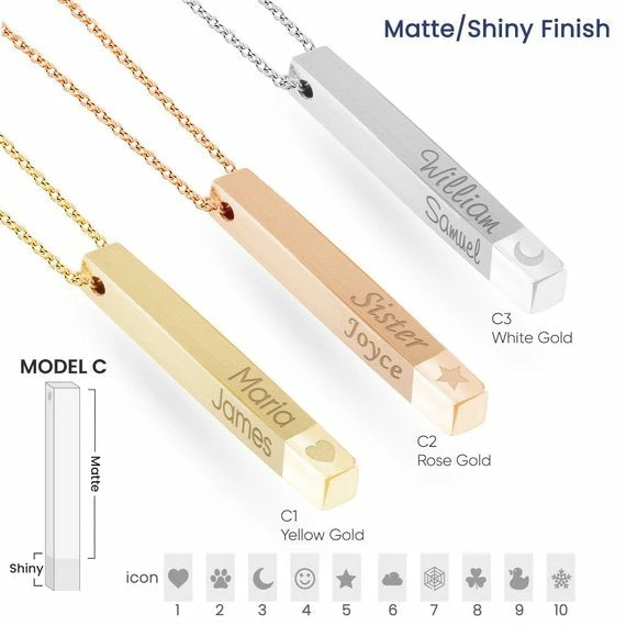 Onlineamericanstore Custom Name Accessories 14k Solid Gold Custom Name Vertical Bar Necklace, Elegant Personalized Four Sided Name Bar Necklace Is A Great Gift For Her. Christmas Gift 8 Onlineamericanstore Custom Name Accessories 14k Solid Gold Custom Name Vertical Bar Necklace, Elegant Personalized Four Sided Name Bar Necklace Is A Great Gift For Her. Christmas Gift