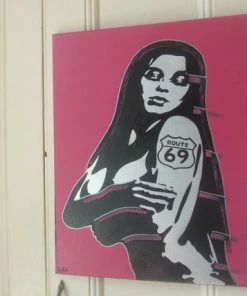 Onlineamericanstore Route 69 Painting Silver Woman Stencil Art Canvas Spray Paints Tattoo Pink Black Hand Crafted Urban Pop Art Wall Art Gift Street Art Home Halloween Temporary Tekashi69 Tattoos