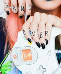 Onlineamericanstore Game Over Finger Temporary Tattoos Halloween Temporary Tekashi69 Tattoos