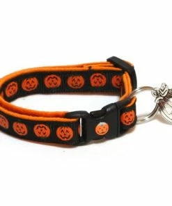 Pugs2Persians Halloween Pets Accessories Halloween Cat Collar - Alternating Jack-O-Lanterns On Black -Small Cat / Kitten Size Or Large(standard) Size Collar