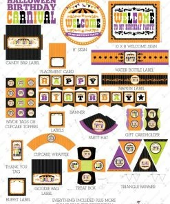 Onlineamericanstore Halloween Carnival Party Decorations Printable - Halloween Birthday Decorations - Halloween Party Package - Halloween Party Supplies