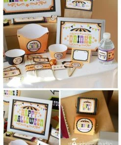 Onlineamericanstore Halloween Carnival Party Decorations Printable - Halloween Birthday Decorations - Halloween Party Package - Halloween Party Supplies