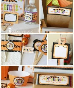 Onlineamericanstore Halloween Carnival Party Decorations Printable - Halloween Birthday Decorations - Halloween Party Package - Halloween Party Supplies