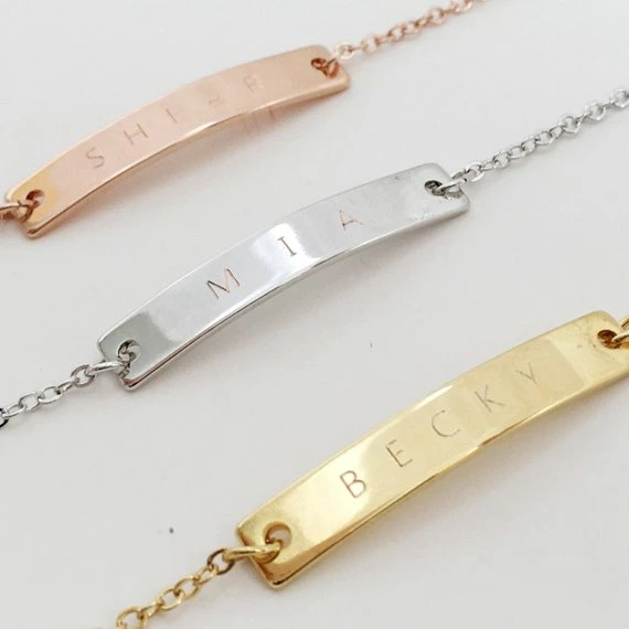 Onlineamericanstore Engraved Name Bar Bracelets, Personalized Bar Bracelet, Bracelet With Name, Monogram Initial Bracelet, Personalized Wedding Gifts 7 Onlineamericanstore Engraved Name Bar Bracelets, Personalized Bar Bracelet, Bracelet With Name, Monogram Initial Bracelet, Personalized Wedding Gifts
