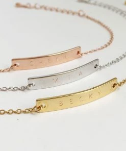 Onlineamericanstore Engraved Name Bar Bracelets, Personalized Bar Bracelet, Bracelet With Name, Monogram Initial Bracelet, Personalized Wedding Gifts