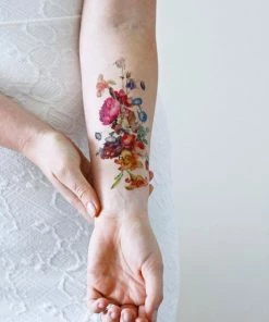 Onlineamericanstore Vintage Floral Temporary Tattoo / Boho Temporary Tattoo / Festival Temporary Tattoo / Bohemian Temporary Tattoo / Festival Accessoire Halloween Temporary Tekashi69 Tattoos
