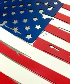 Onlineamericanstore USA Tattered Torn Flag Plasma Cut Steel RAW Or COLOR American Sign Metal Art Weathered Garage Wall Art Custom Metal Sign Business Art Flag