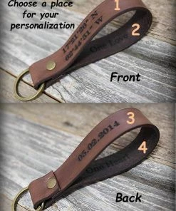Onlineamericanstore Custom Personalized Keychain - Leather Keychain - Valentines Gift - Gift For Mom - Gift For Dad - Anniversary - Gift For Boyfriend -Men Gift