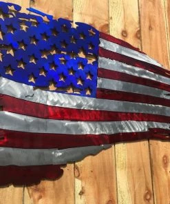 Onlineamericanstore Worn Battle Torn Tattered American Flag - Metal Art - Custom Kandy PPG Paint