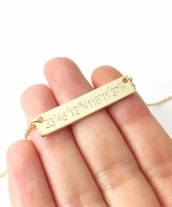 Onlineamericanstore Personalized Bar Necklace For Mom Personalized Jewelry Name Necklace For Women Gift Name Jewelry Gift Ideas Coordinate Necklace - 4N Custom Name Accessories