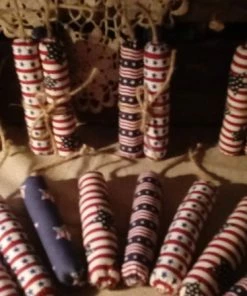 Onlineamericanstore Primitive Set Of 3 Patriotic 4th July, Independence Day Firecrackers Bowl Filler/Tucks/Shelf Sitter