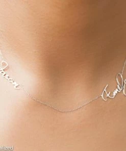 Onlineamericanstore Two Name Necklace Sterling Silver - Personalized Wedding Gift - Engagement Gift For Her Wedding Gift For Bride, Bridal Shower Gift For Women Custom Name Accessories
