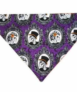 Onlineamericanstore Halloween Dog Bandana -Portrait Of Skulls- Reversible / Slide On Halloween Pets Accessories