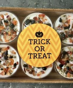 Onlineamericanstore Pumpkin Candles - Trick Or Treat Tealight Candles - Crystal & Herb Tealight Candles - Halloween Candles - Soy Candle - Fall Candles Update Your Settings Halloween Decorations