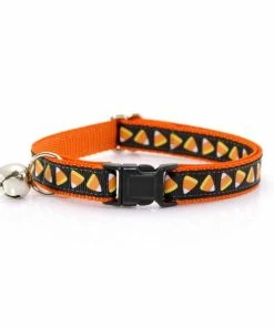 Onlineamericanstore Halloween Cat Collar - "Trick Or Treat" - Candy Corn Cat Collar Breakaway / Halloween Kitten Collar / Breakaway Cat Collar Or Non-Breakaway
