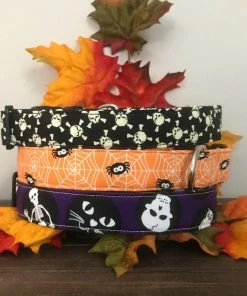 Onlineamericanstore Halloween Dog Collar, Dog Collar, Glow In The Dark Collar, Glow In The Dark Dog Collar, Halloween Glow In The Dark Collar, Skulls Dog Collar