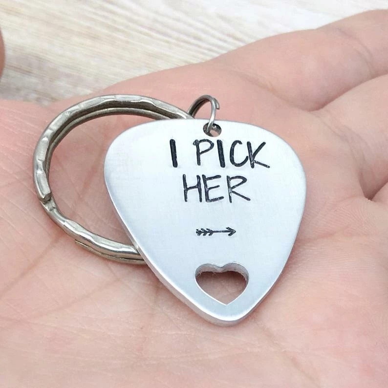 Onlineamericanstore Couples Keychain Set, I Pick Her, Him, Guitar Pick Keychain, Husband And Wife, Valentines Day Gift, Boyfriend Keychain, Hand Stamped Keyring Gift Collection 5 Onlineamericanstore Couples Keychain Set, I Pick Her, Him, Guitar Pick Keychain, Husband And Wife, Valentines Day Gift, Boyfriend Keychain, Hand Stamped Keyring Gift Collection