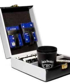 Online American Store Accessories Jack Daniels Leather Dice Cup Plastic With 6pcs Acrylic Game Dices Drink Dice Cup Poker Drinking Board Game Gambling Dice Box