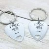 Onlineamericanstore Couples Keychain Set, I Pick Her, Him, Guitar Pick Keychain, Husband And Wife, Valentines Day Gift, Boyfriend Keychain, Hand Stamped Keyring Gift Collection