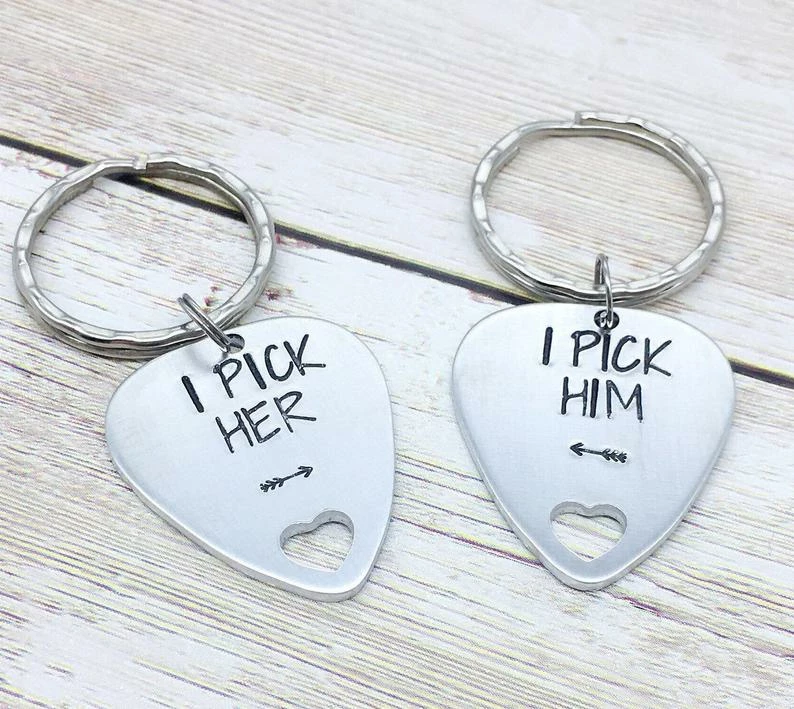 Onlineamericanstore Couples Keychain Set, I Pick Her, Him, Guitar Pick Keychain, Husband And Wife, Valentines Day Gift, Boyfriend Keychain, Hand Stamped Keyring Gift Collection 3 Onlineamericanstore Couples Keychain Set, I Pick Her, Him, Guitar Pick Keychain, Husband And Wife, Valentines Day Gift, Boyfriend Keychain, Hand Stamped Keyring Gift Collection
