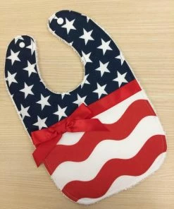 Onlineamericanstore Fourth Of July Bib, Stars And Stripes Baby Bib, Patriotic Bib, Red White & Blue Baby Bib, Baby Shower Gift Girl Bib, Independence Day Bib Kids Clothing