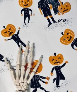 Onlineamericanstore The Troublemakers Wrapping Paper, Halloween, Pumpkins, Vintage, Decor, Decoration, Paper Craft, Gift Wrap, Skellypaperco, Trick Or Treat, Halloween Decorations
