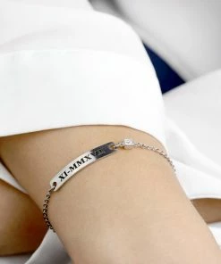 Onlineamericanstore Custom Name Accessories Silver Engraved Bracelet Name Jewelry Bridesmaid Friend Gift For Her Coordinate Bracelet Personalized Jewelry Custom Coordinates -3BR-D-SZ-S