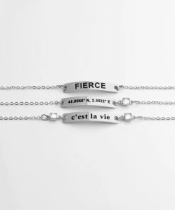 Onlineamericanstore Custom Name Accessories Silver Engraved Bracelet Name Jewelry Bridesmaid Friend Gift For Her Coordinate Bracelet Personalized Jewelry Custom Coordinates -3BR-D-SZ-S