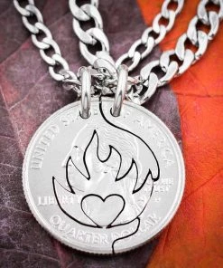 Onlineamericanstore Gift Collection Heart On Fire Couples Necklaces, Fiery Love And Relationship Jewelry, Boyfriend Girlfriend Gift, Anniversary Or Wedding Present, His And Her 7 Onlineamericanstore Gift Collection Heart On Fire Couples Necklaces, Fiery Love And Relationship Jewelry, Boyfriend Girlfriend Gift, Anniversary Or Wedding Present, His And Her