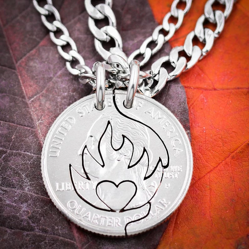 Onlineamericanstore Gift Collection Heart On Fire Couples Necklaces, Fiery Love And Relationship Jewelry, Boyfriend Girlfriend Gift, Anniversary Or Wedding Present, His And Her 4 Onlineamericanstore Gift Collection Heart On Fire Couples Necklaces, Fiery Love And Relationship Jewelry, Boyfriend Girlfriend Gift, Anniversary Or Wedding Present, His And Her
