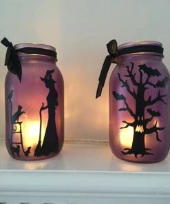 Onlineamericanstore Halloween Decorations Purple, Orange Or Pink- Mason Jar - Party Decor
