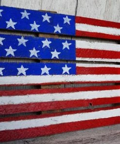 Onlineamericanstore Wooden Usa Flag, Rustic American Flag, American Home Decor, Independence Day Gift, Outdoor Indoor Sign, Old American Flag, Patriot American