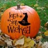 Onlineamericanstore Wicked Halloween Decal, Lets Get Wicked Halloween Decoration Outdoor Decor Witch Decal Pumpkin Stickers Decals For Door Witch Hat Wall Decal