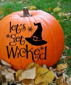 Onlineamericanstore Wicked Halloween Decal, Lets Get Wicked Halloween Decoration Outdoor Decor Witch Decal Pumpkin Stickers Decals For Door Witch Hat Wall Decal
