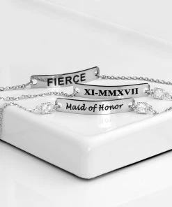 Onlineamericanstore Custom Name Accessories Silver Engraved Bracelet Name Jewelry Bridesmaid Friend Gift For Her Coordinate Bracelet Personalized Jewelry Custom Coordinates -3BR-D-SZ-S
