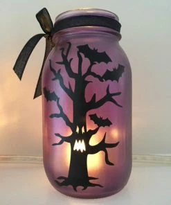 Onlineamericanstore Halloween Decorations Purple, Orange Or Pink- Mason Jar - Party Decor