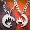 Onlineamericanstore Gift Collection Heart On Fire Couples Necklaces, Fiery Love And Relationship Jewelry, Boyfriend Girlfriend Gift, Anniversary Or Wedding Present, His And Her