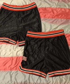 The American Store Mens Clothing Vintage 1980s 1990s Black And Orange Nylon Basketball Eagles Shorts Costume Prop Retro Sportswear Unisex