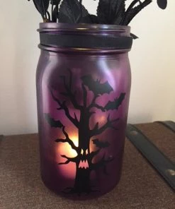 Onlineamericanstore Halloween Decorations Purple, Orange Or Pink- Mason Jar - Party Decor