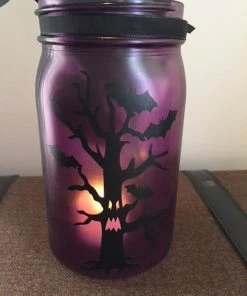Onlineamericanstore Halloween Decorations Purple, Orange Or Pink- Mason Jar - Party Decor