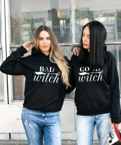 Onlineamericanstore Halloween Women Clothing GOOD WITCH BAD WITCH BFF HALLOWEEN HOODIES, WITCH BEST FRIEND HALLOWEEN HOODIE