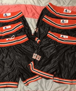 The American Store Mens Clothing Vintage 1980s 1990s Black And Orange Nylon Basketball Eagles Shorts Costume Prop Retro Sportswear Unisex