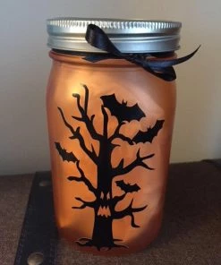 Onlineamericanstore Halloween Decorations Purple, Orange Or Pink- Mason Jar - Party Decor