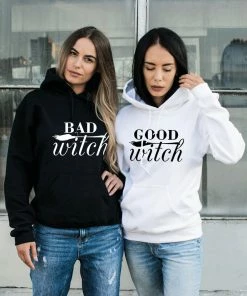 Onlineamericanstore Halloween Women Clothing GOOD WITCH BAD WITCH BFF HALLOWEEN HOODIES, WITCH BEST FRIEND HALLOWEEN HOODIE